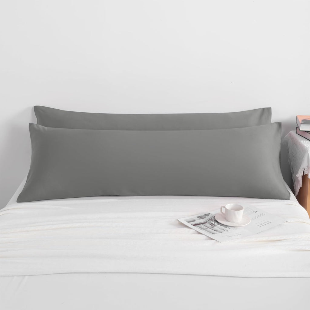 Ntbay 2-Piece Body Pillowcase Set, 20x54 inches, Smoke Grey, Microfiber, Wrinkle-Free, Fade-Resistant, Envelope Closure Grey
