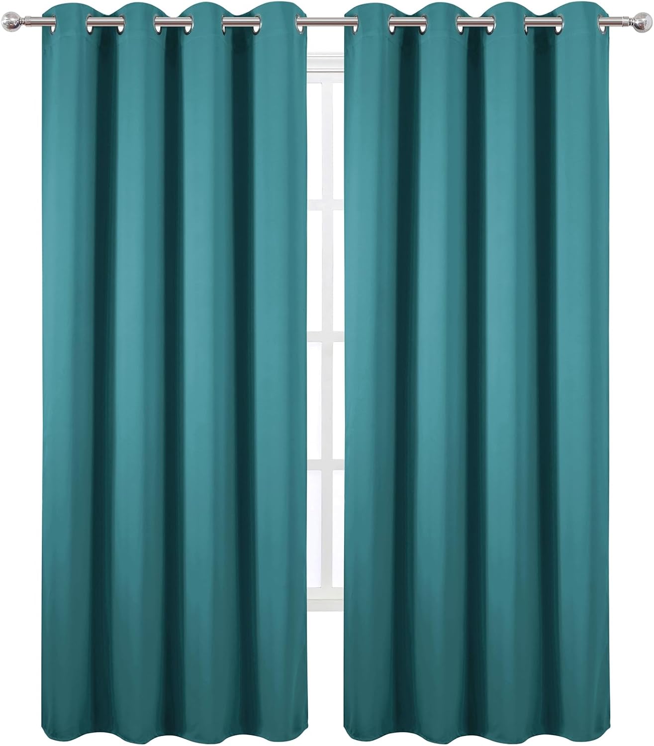 Lemomo Blackout Curtains 52 x 90 Inch Long Sea Teal Curtains Set of 2 Panels Room Darkening Curtains for Bedroom and Living Room 90 Inch si…