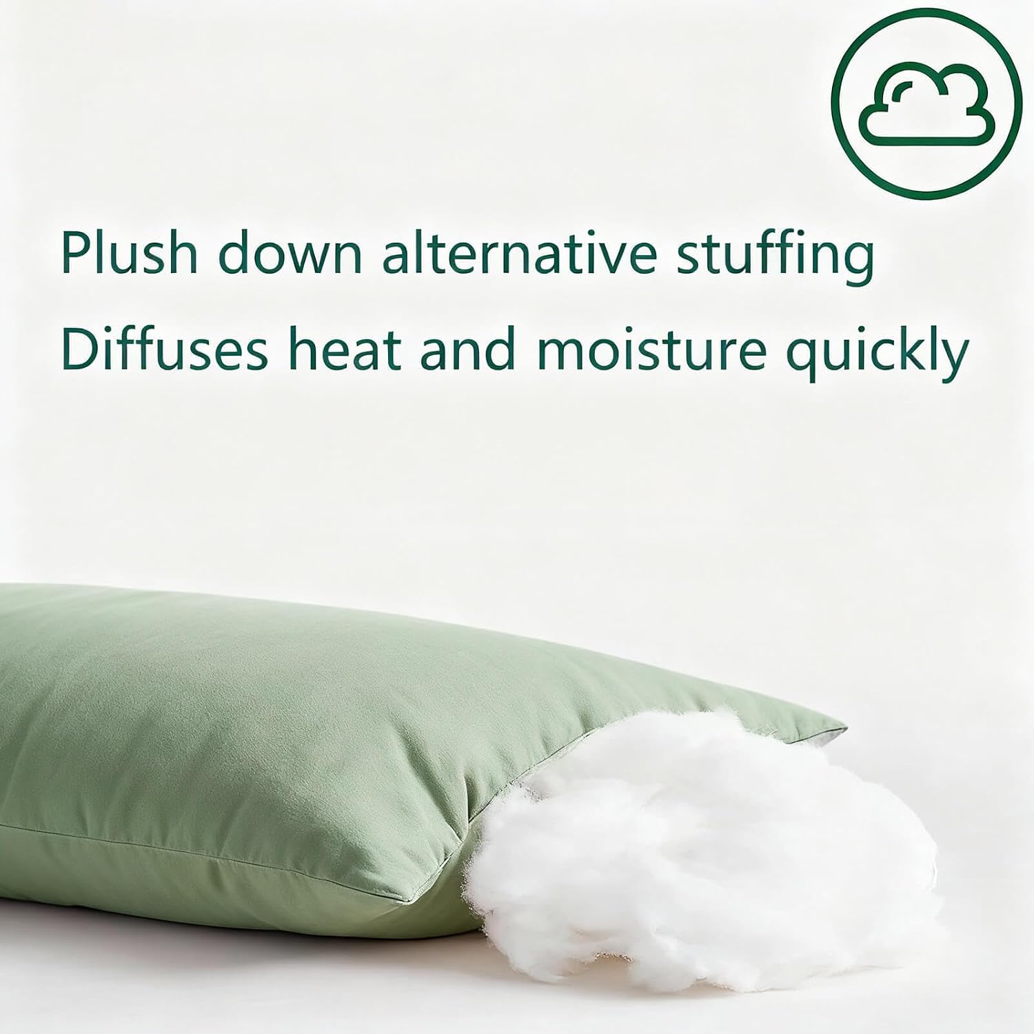 Flat Ultra Thin Bed Pillows King Size Pillow Set of 2 Extra Soft Down Alternative for Stomach Back Sleeper Sage Green 20x36inches