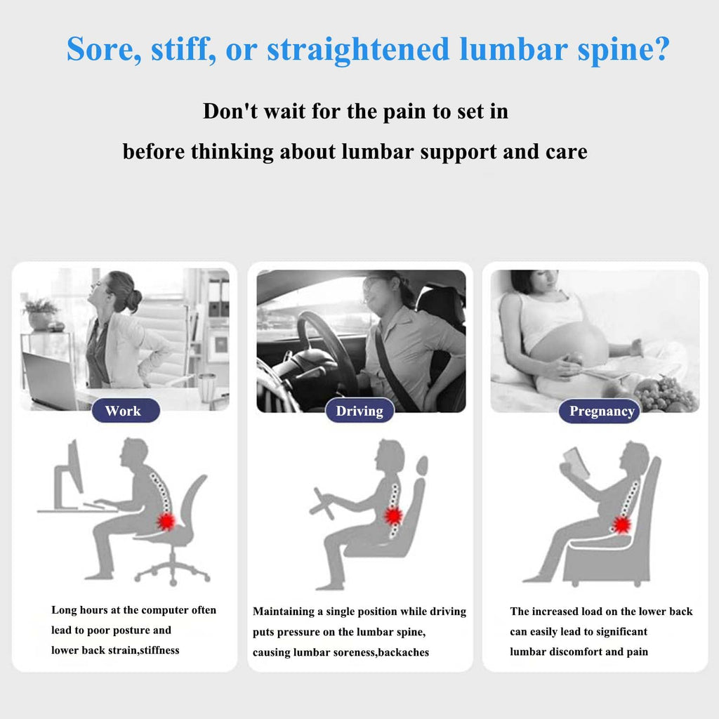 LittleSlowDuck Lumbar Support Pillow for Sleeping, Memory Foam Lower Back Bed Rest Support Pillows for Car Bed, Couch, Waist Support…