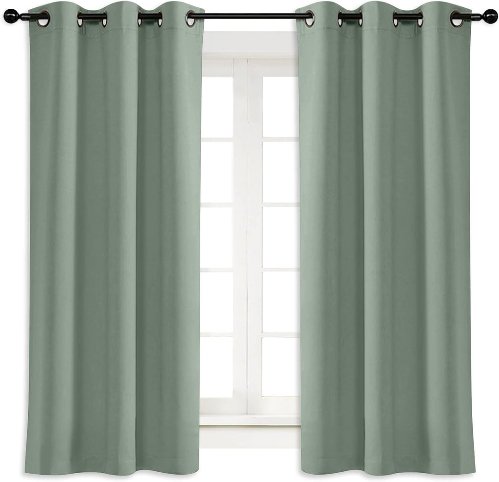 NICETOWN Greyish Green Blackout Curtain Window Drape Panel Noise Reducing Solid Grommet Top Blackout Room Darkening Curtain/Drape for…