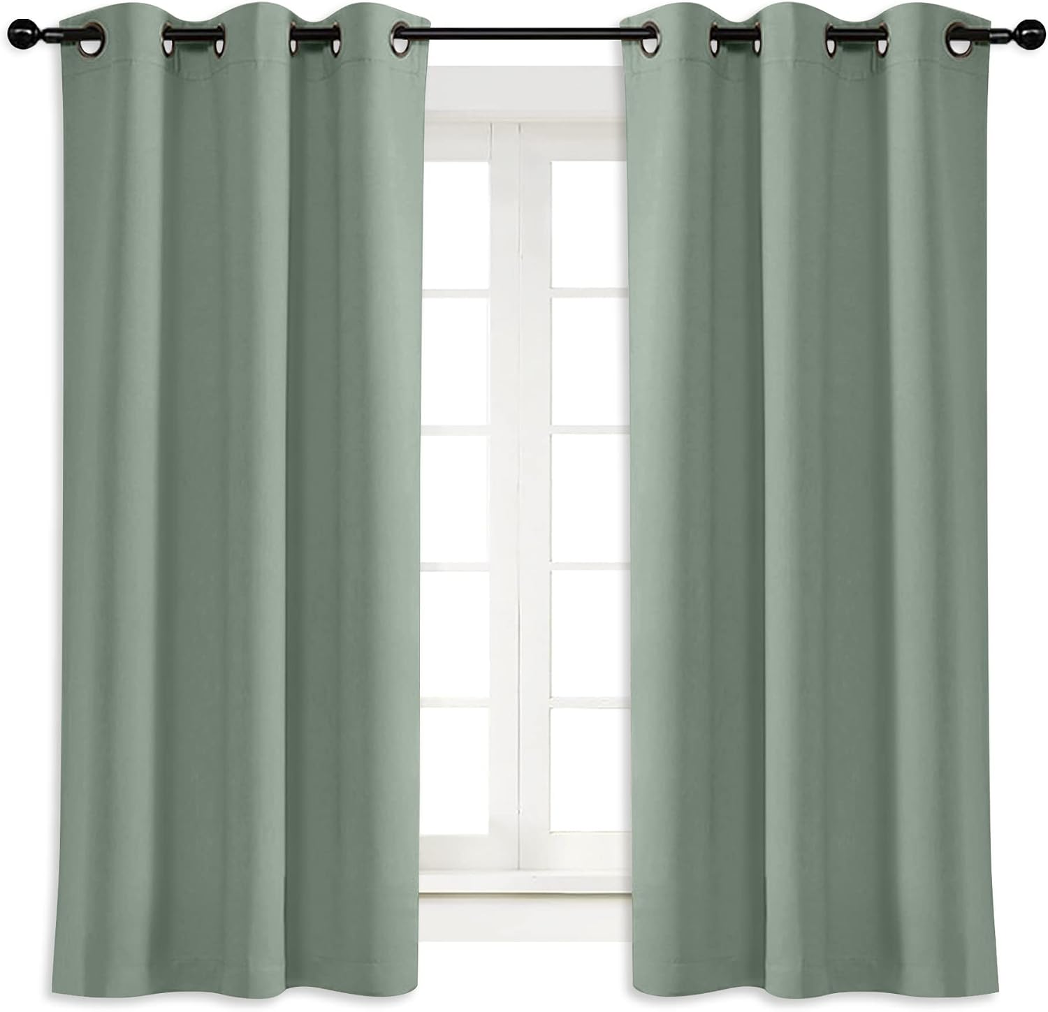NICETOWN Greyish Green Blackout Curtain Window Drape Panel Noise Reducing Solid Grommet Top Blackout Room Darkening Curtain/Drape for…