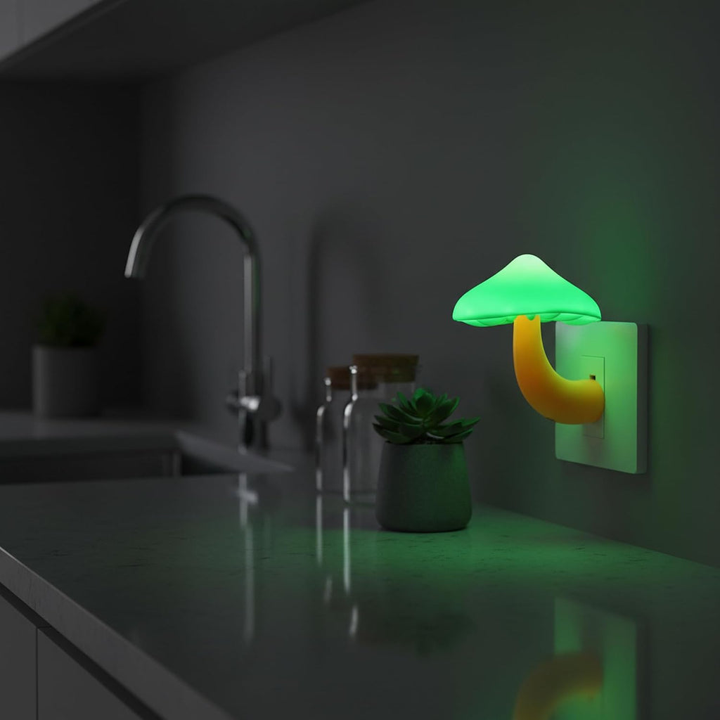 APAKI LED Mushroom Night Light Plug in Lamp, Light Sensor Night Lights Plug into Wall, Dusk to Dawn Sensor Night Light for Adults Ki…