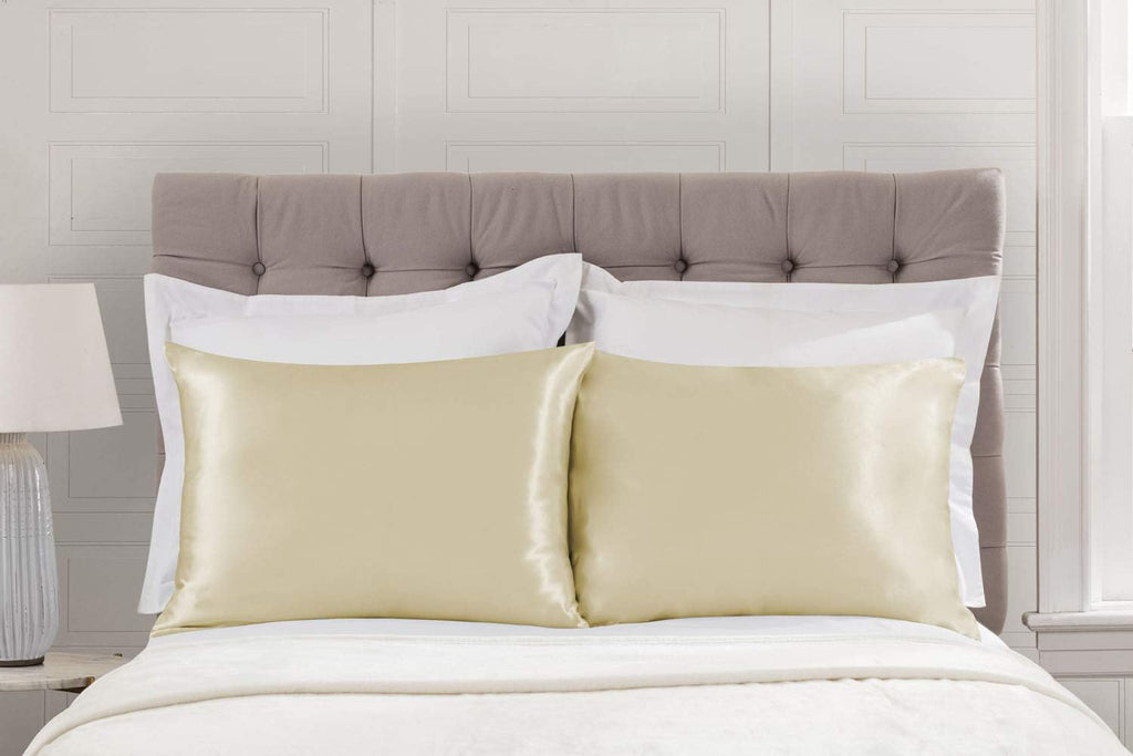 BLISSFORD Luxury Satin Pillowcase for Hair – Standard Satin Pillowcase with Zipper, Ivory (1 per Pack)