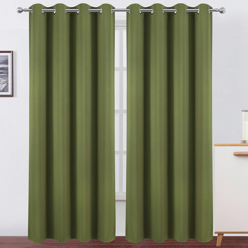 Lemomo Blackout Curtains 52 x 120 Inch Long Olive Green Curtains Set of 2 Panels Room Darkening Curtains for Bedroom and Living Room 120 In…