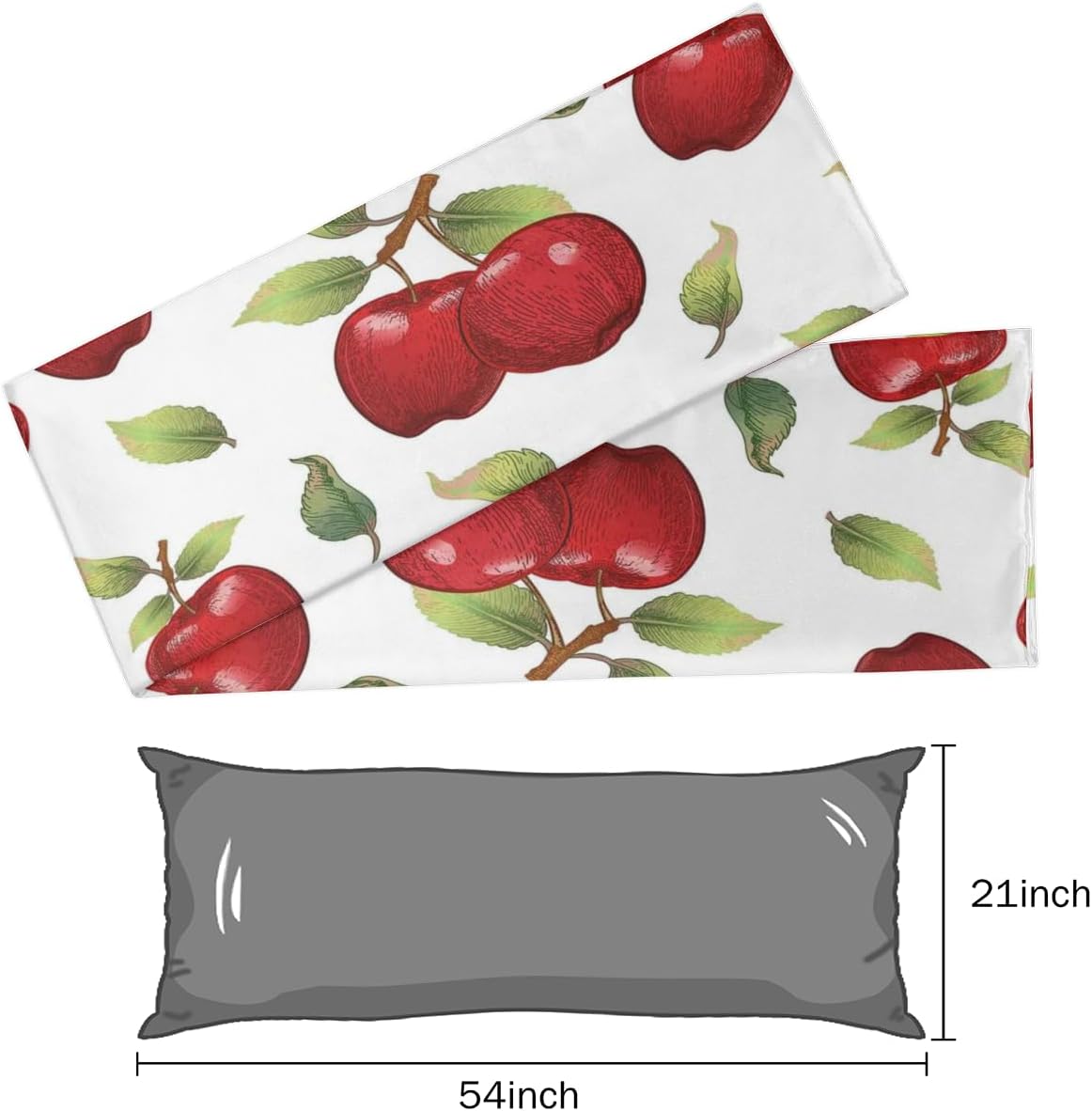 Aglebo Watercolor Apples Beautiful Body Pillow Covers Super Soft Satin Decorative Pillowcase with Hidden Zipper Cooling Breathable Case Rec…