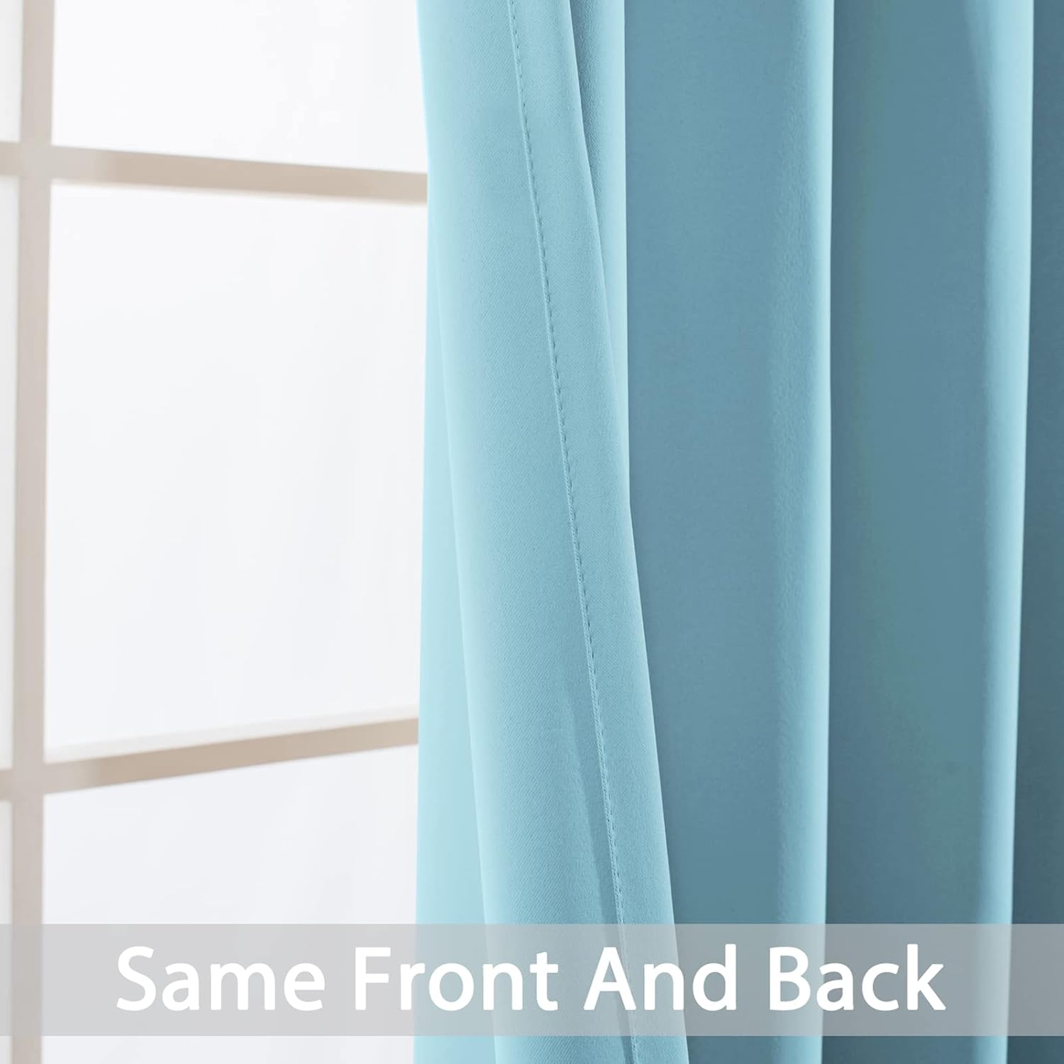 Yakamok Blackout Window Valances for Kitchen Thermal Insulated Blackout Grommet Top Curtain for Bedroom, Sky Blue, 52x36 Inch, 2 Panels
