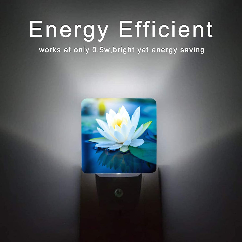 White Lotus Night Light, Beautiful Flower Plug-in Night Lights with Dusk-to-Dawn Sensor for Bedroom, Bathroom and Living Room 0.5W Sleep…