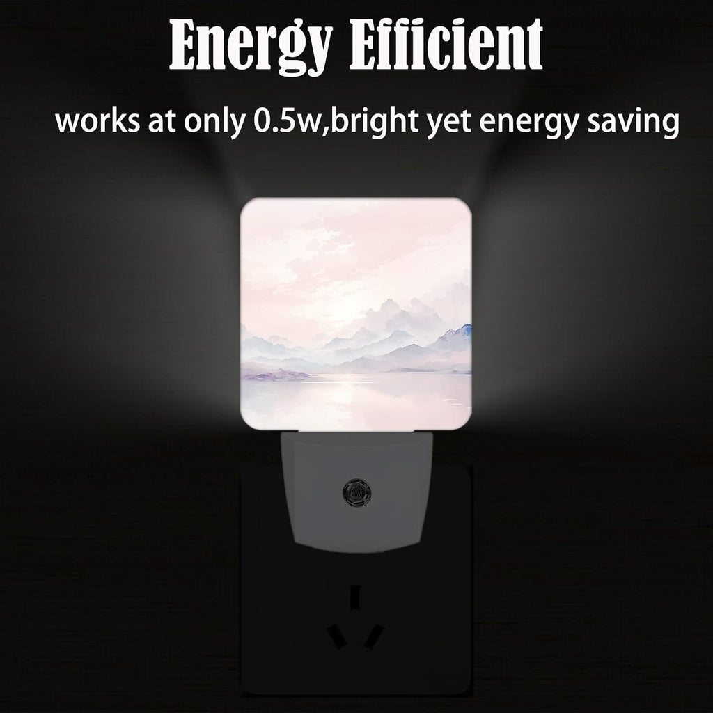 Mountain and River Night Light, Plug Into Wall with Dusk to Dawn Light Sensors, Warm Nightlights for Bedroom, Bathroom, Hallway, Kitchen…