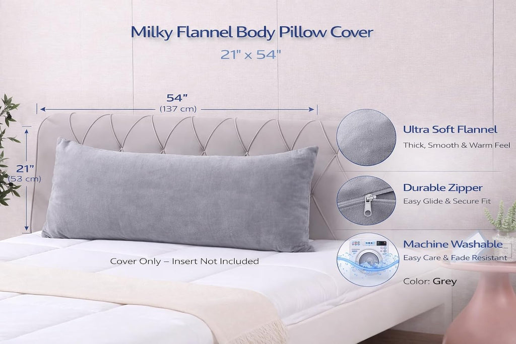 Evolive Body Pillow Cover 21"x54", Ultra Soft Plush Body Pillowcase with Hidden Zipper, Cozy Fluffy Long Pillow Case for Side Sleepers, Pre…