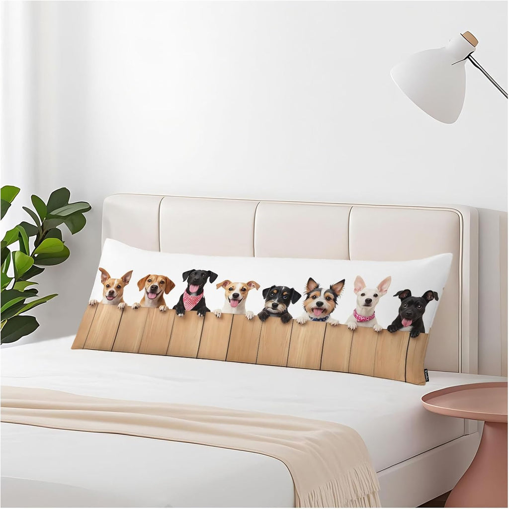 Dog Rectangle Body Pillow Covers Cute Puppy Dogs 20"X54" Couch Body Pillow Pillowcase Decorative Body Pillows Bed Pillow Cushion Covers…