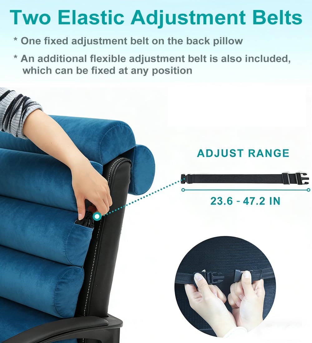 Givanlee Ergonomic Lumbar Support Pillow for High Back Office Chair - Adjustable 6 Semicircular Back Cushion, Backrest for Desk/Gaming Chair…