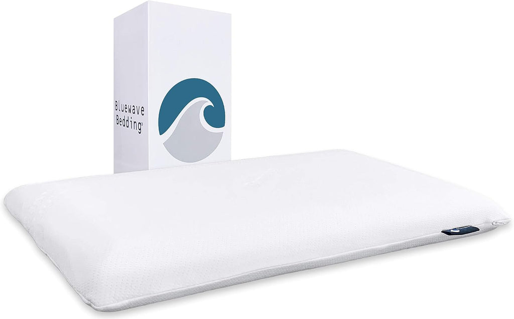 BluewaveBedding Bluewave Bedding Super Gel Memory Foam Pillow for Stomach and Back Sleepers - Thin, Flat Design for Cervical Neck Alig…