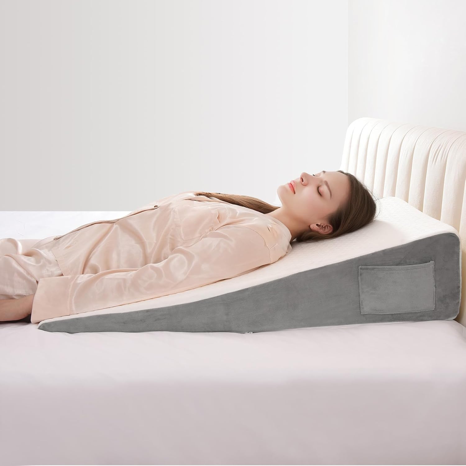 Vekkia 34" Extra-Long Wedge Pillow for Sleeping, Body Pillow for Back & Arm Support, Elevated Pillows for Back Sleeping, Ideal for Tall…