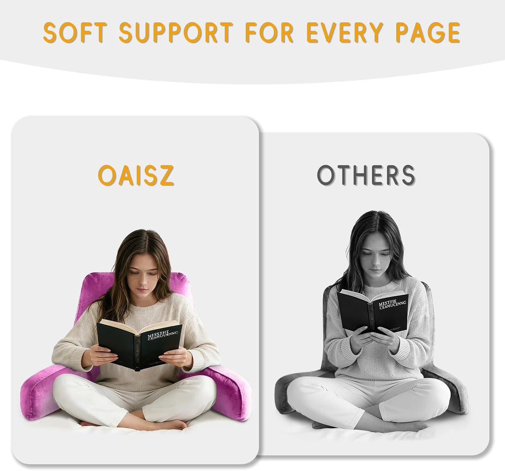 OAISZ Reading Pillow for Sitting in Bed Adult, X-Large Reading Pillow with Shredded Memory Foam, Back Pillow for Sitting Up with Extend…