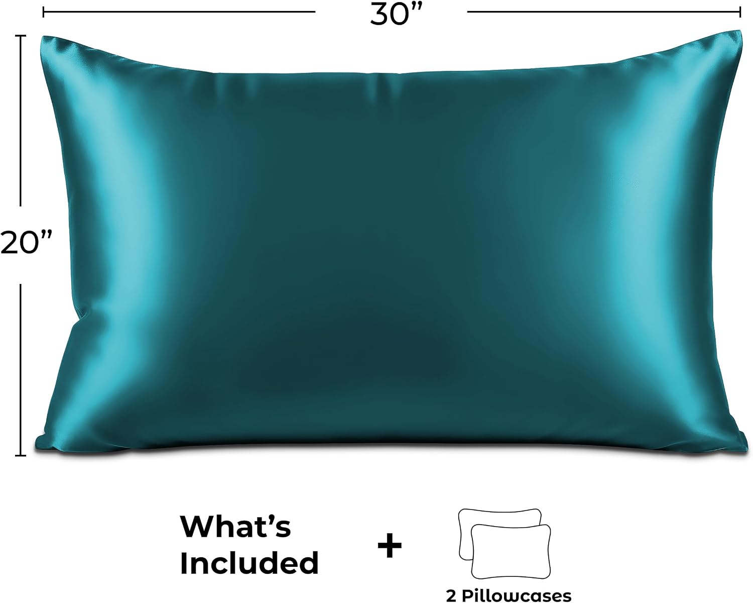 PureBedding Pure Bedding Satin Pillowcase 2 Pack - Queen Size (20"x30", Teal) - Silky Pillow Cases for Hair and Skin - Satin Pillow Covers…