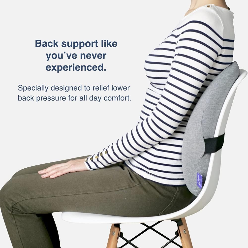 Cushionlab C CUSHION LAB Extra Dense Lumbar Pillow - Patented Ergonomic Multi-Region Firm Back Support for Lower Back - Lumbar Support Cush…