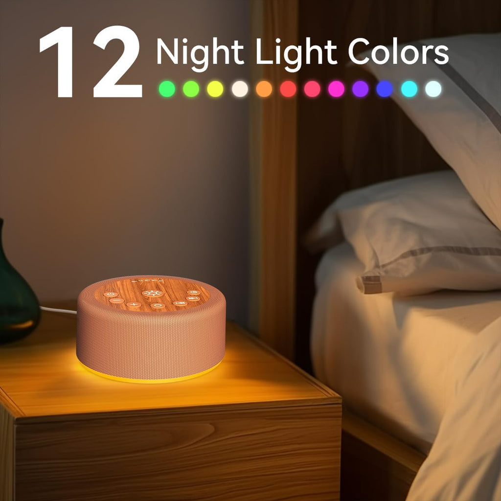 Hushingwhitenoisemachine Sleep Sound Machine White Noise Machine with 30 Non Looping Sounds 12 Night light Colors with 5 Timers 36 Adjustab…