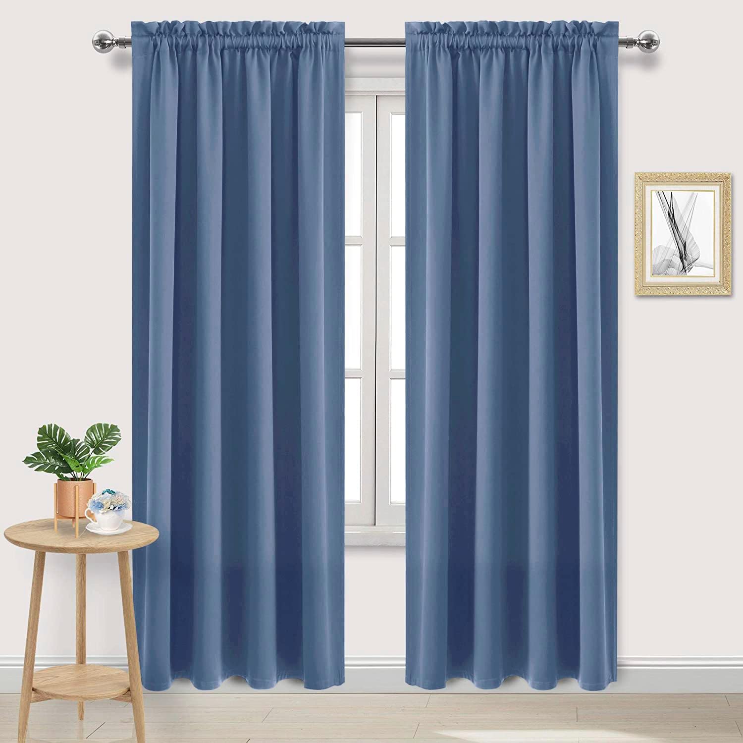 DWCN Blackout Curtains – Thermal Insulated, Energy Saving & Noise Reducing Bedroom and Living Room Curtains, Dusty Blue, W 52x L 95 Inch…
