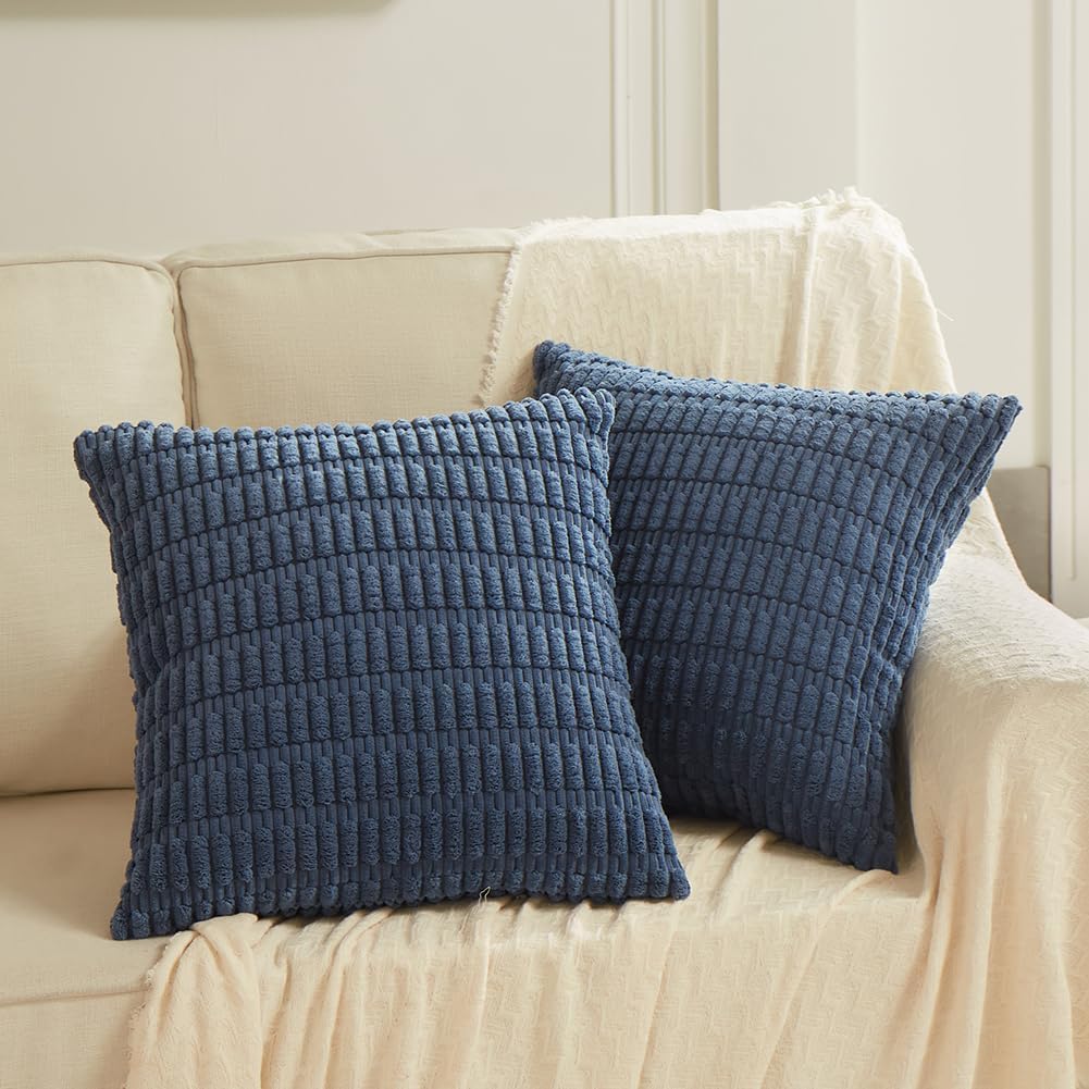 Fancy Homi Decorative Throw Pillow Covers for Bed Couch Bedroom Bench, Soft Corduroy Solid Pillow Case, Rustic Farmhouse Boho Room…