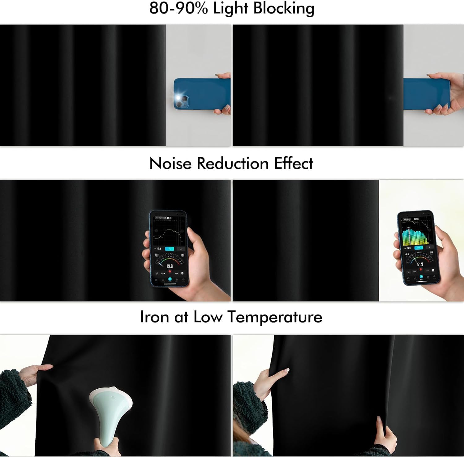 Miulee Black Back Tab Blackout Curtains 72 Inches Long 2 Panels Set for Living Room Bedroom Privacy, Halloween Rod Pocket/Pinch Pleat Therm…