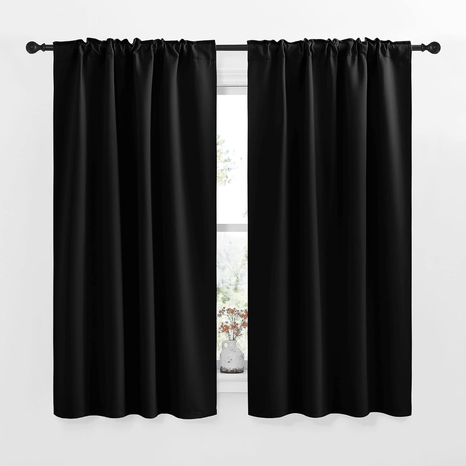NICETOWN Halloween Blackout Curtains Window Panel Drapes - (Black Color) W42 x L63, Double Panels, Home Decoration Light Blocking Thermal…