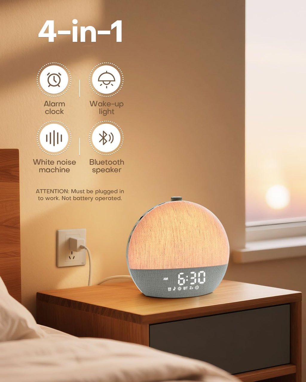 Sunrise Alarm Clock, White Noise Sound Machine, Sunlight Alarm Clocks for Bedrooms, 9 Natural Wake Up RGB Night Light, 30 Soothing Sounds…