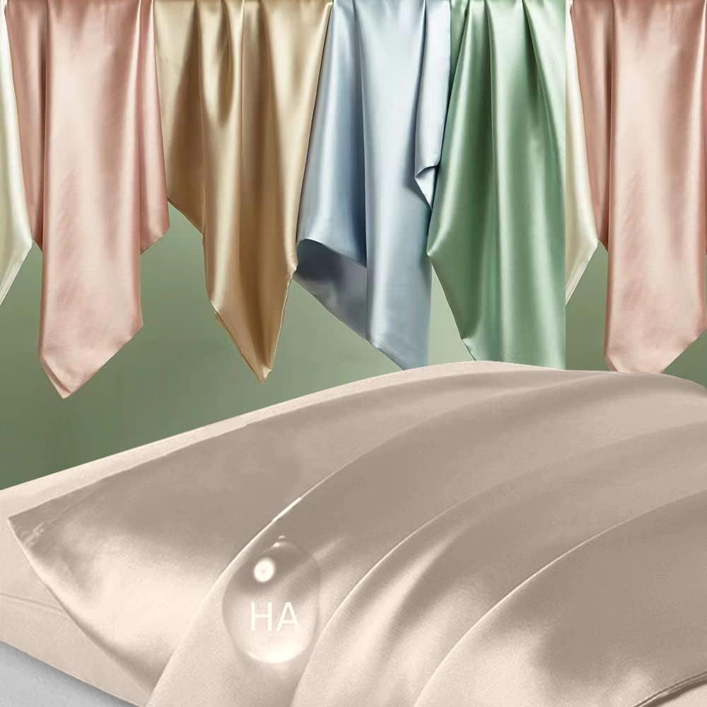 Home Silk Pillowcase for Hair and Skin, Mulberry Silk Pillow Cases King Size, Anti Acne Cooling Sleep Both Sides Natural Silk Satin Pillow…