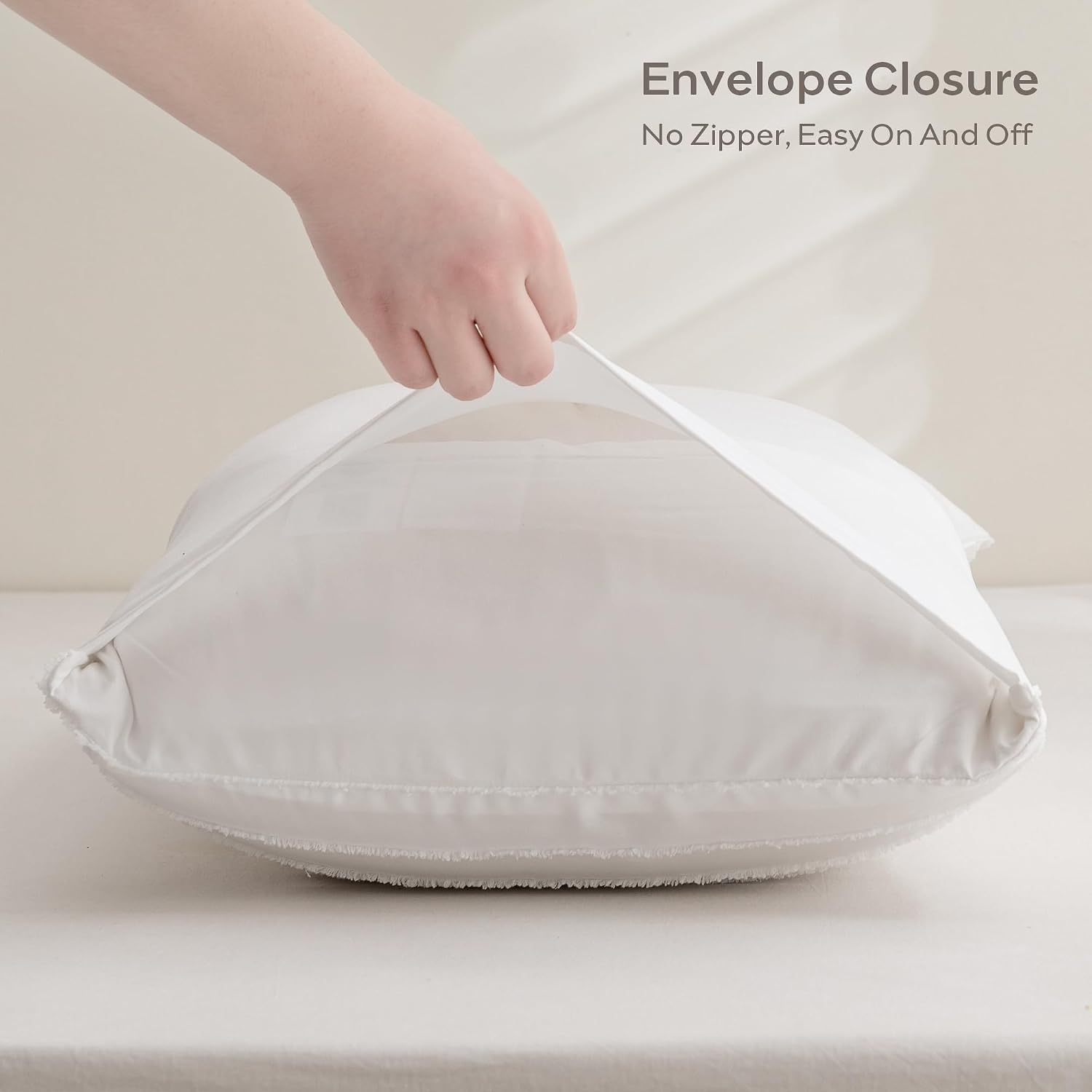 Jellymoni 2 Pack White Pillowcases Standard Size, Soft Microfiber Striped Tufted Pillow Covers with Envelope Closure (Pillows are not Inclu…