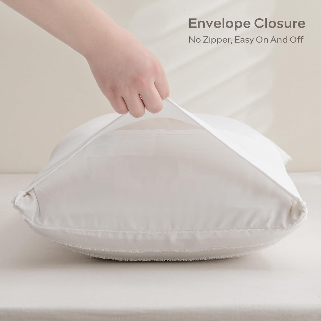 Jellymoni Pillowcases Standard Size Bright White 2 Pack Boho Striped Bed Pillow Covers 20x26in Polyester Envelope Pillow Shams Tufted Bohem…