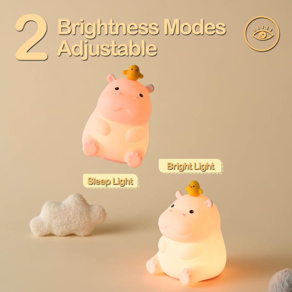Atsuinightlight ATSUI Hippo Night Light, LED Squishy Novelty Animal Lamp, Food Grade Silicone, 2 Level Dimmable, Nursery Nightlight for Des…