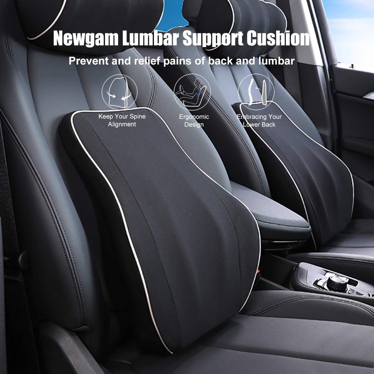 Lumbar Support Pillow/Back Cushion, Memory Foam Orthopedic Backrest with Breathable 3D Mesh for Car Seat, Office/Computer Chair, Wheelchair…