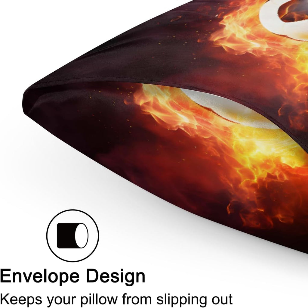Fire Sports Soccer Satin Pillowcase for Hair and Skin Soft Silk Pillow Cases with Envelope Closure Cooling Pillow Case Slip 15.99 Pillow…