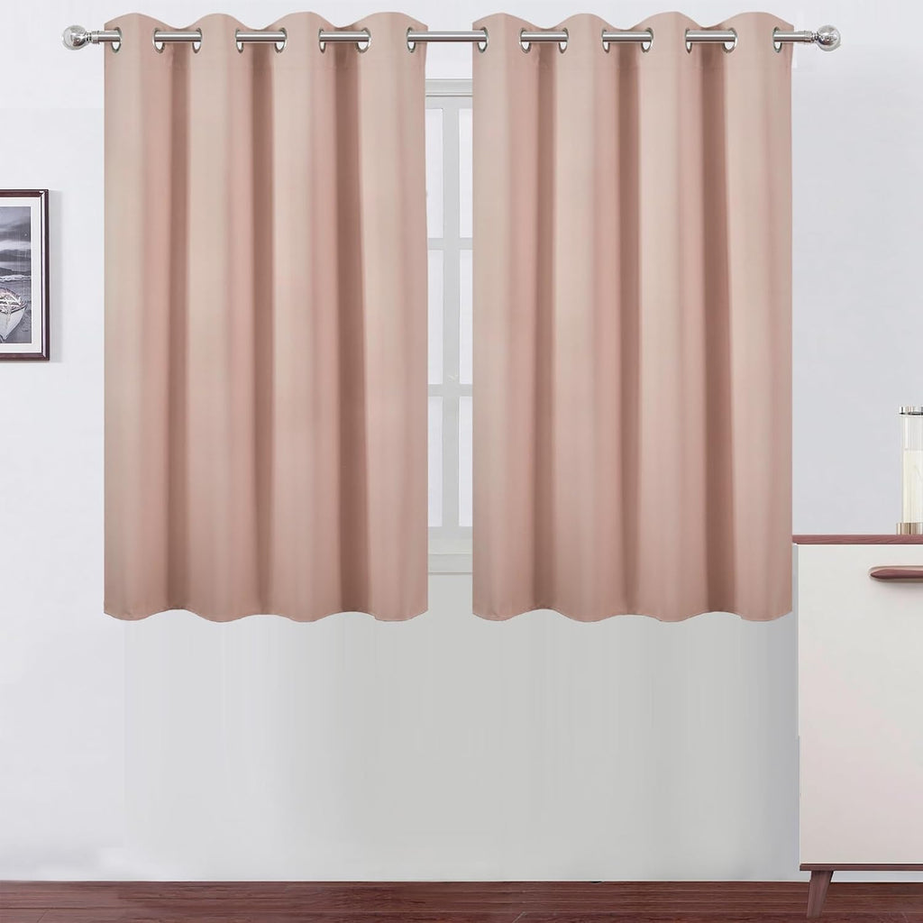 Lemomo Blush Thermal Blackout Curtains/52 x 45 Inch/Set of 2 Panels Room Darkening Curtains 45 Inch silver