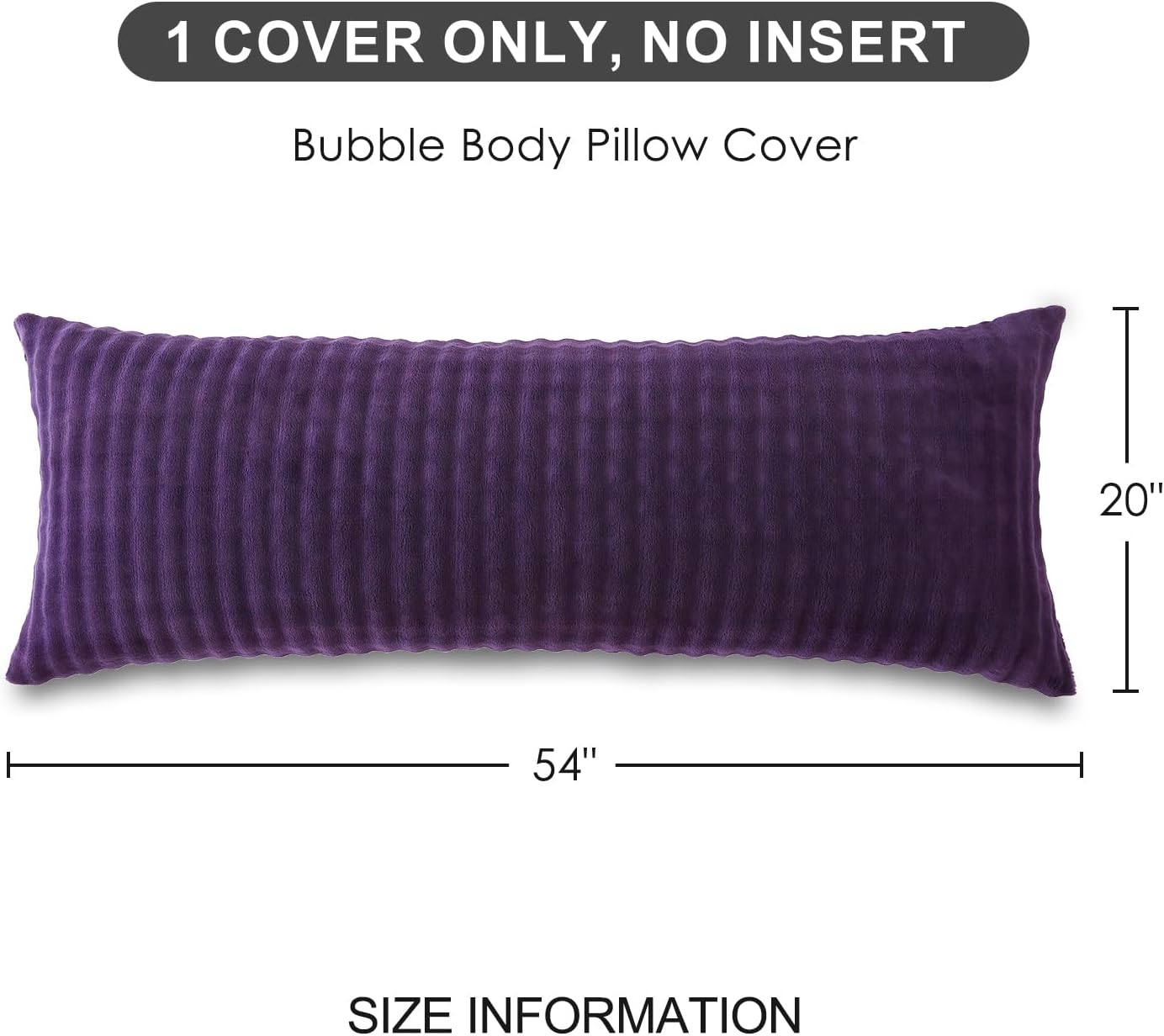Sochow Decorative Body Pillow Cover 20x54 Inches, Super Soft and Cozy Bubble Textured Fleece Long Body Pillowcase with Zipper Closure,1 Pac…