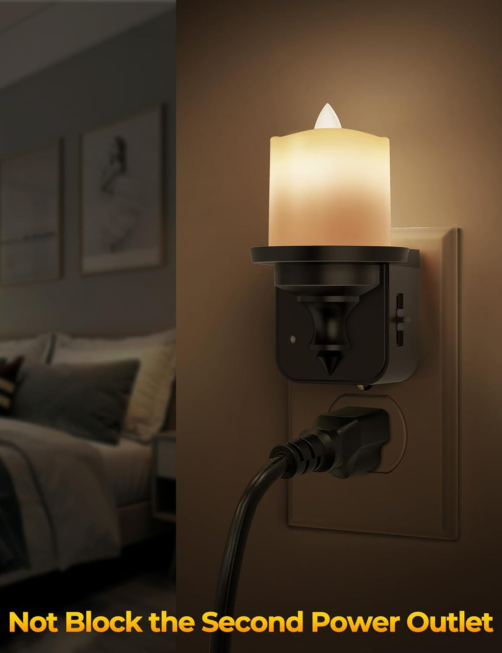 Flameless Candle Night Light, Night Lights Plug into Wall 2 Pack, LED Candle Night Light with Light Sensor, 0-100LM Dimmable Nightlight…