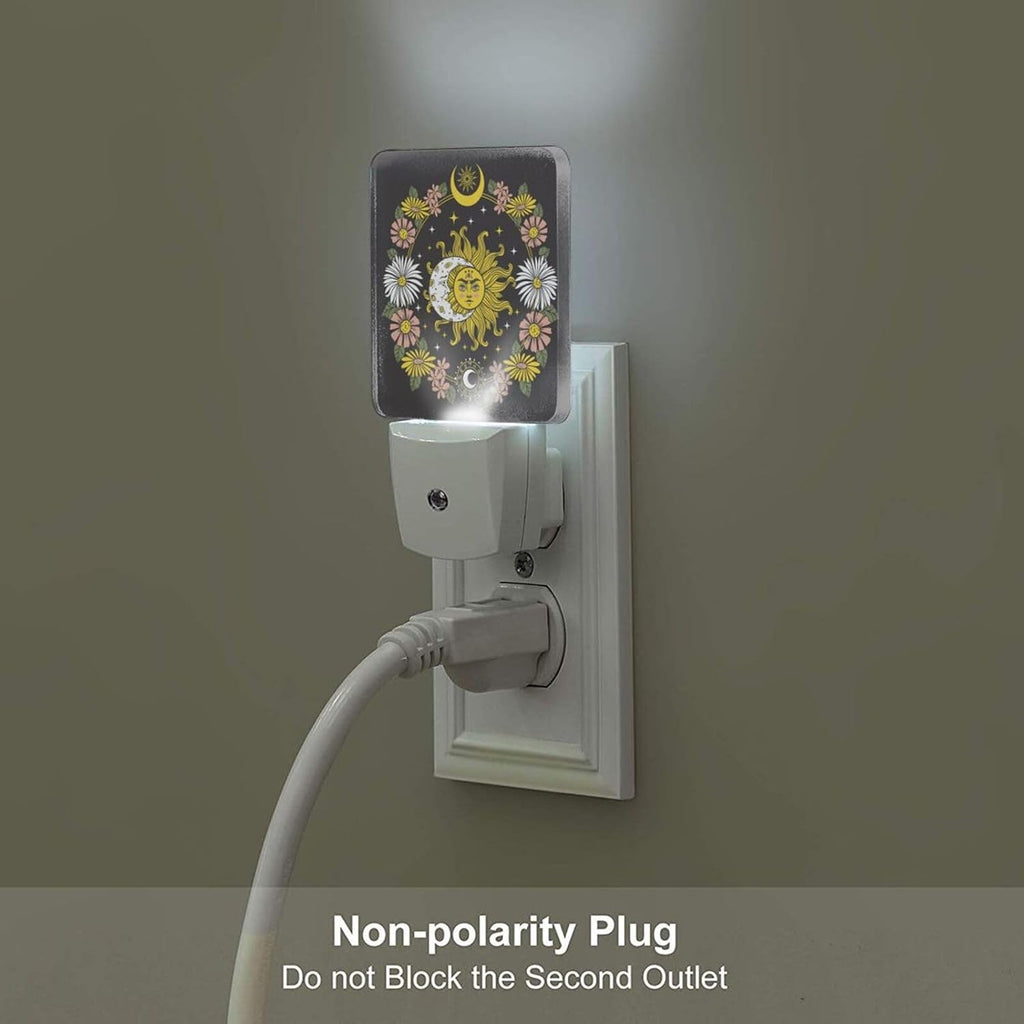 Sun and Moon Flowers Night Light, Plug-in Nightlights Auto Sensor Night Lamp Dusk-to-Dawn Lamp Home Decor for Nursery Children Girls Boys