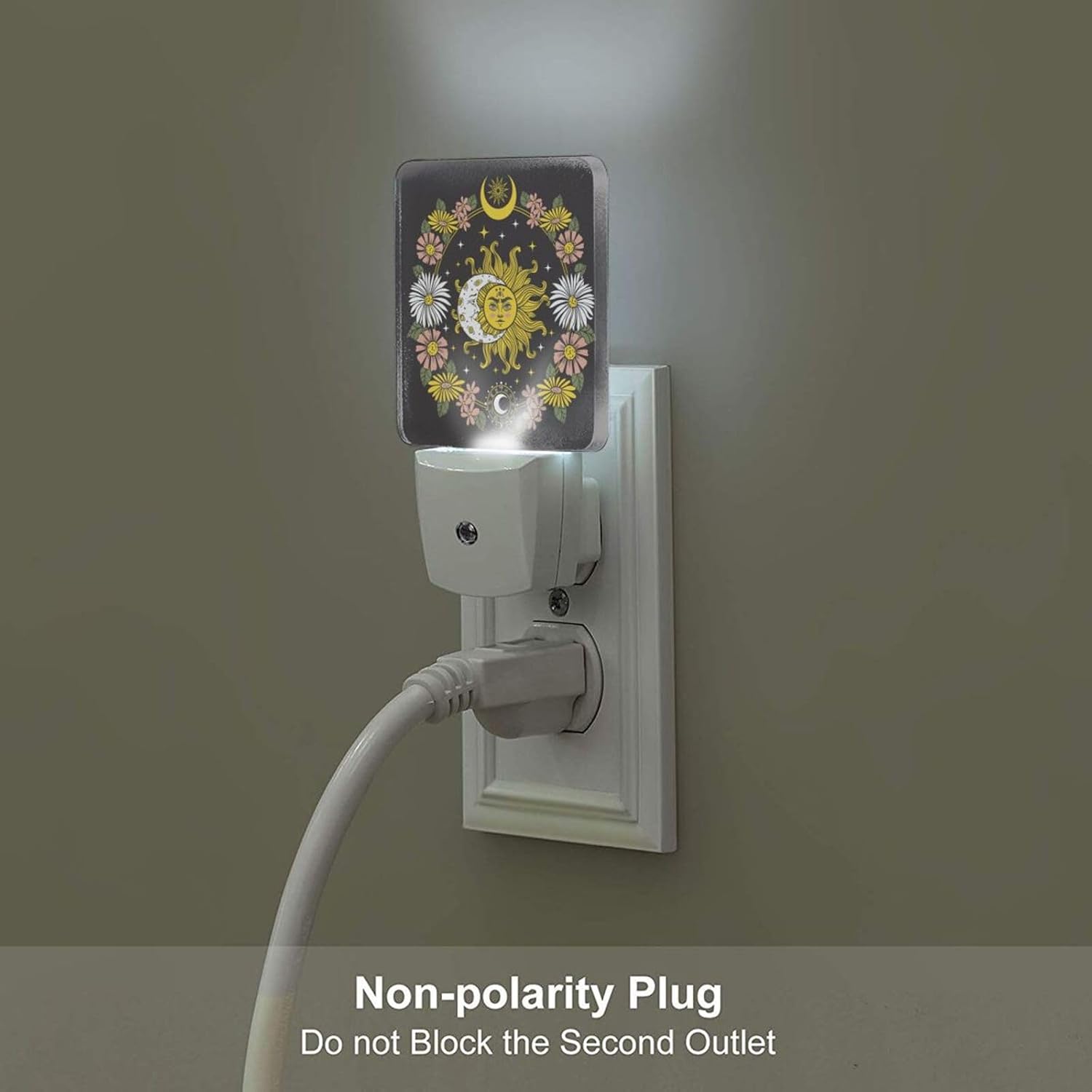 Sun and Moon Flowers Night Light, Plug-in Nightlights Auto Sensor Night Lamp Dusk-to-Dawn Lamp Home Decor for Nursery Children Girls Boys