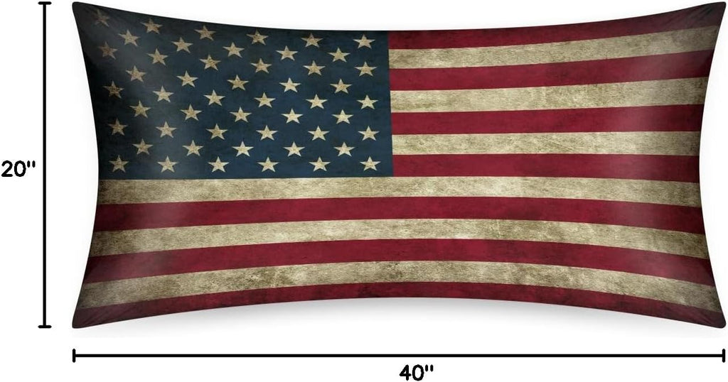 Flag Retro American Satin Silk Pillowcase for Hair and Skin Pillow Cases King Size Soft Silk Pillow Case with Envelope Closure Print…