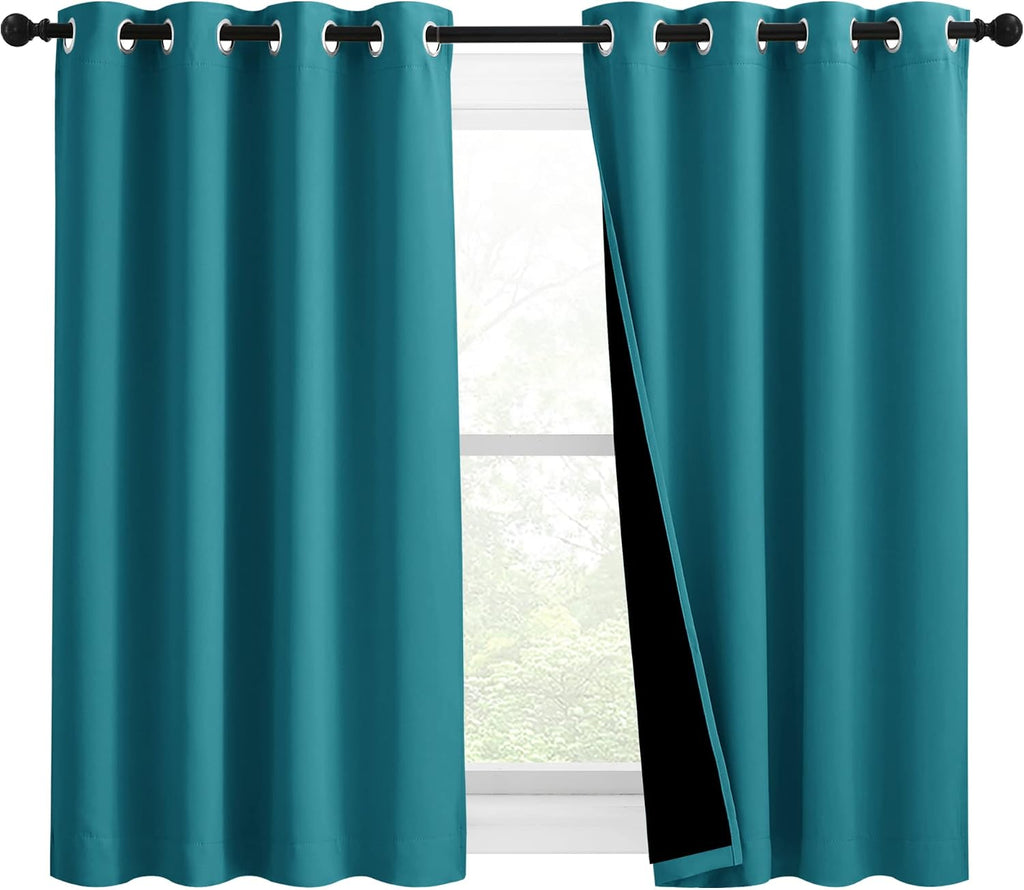 Nicetown 100% Blackout Curtains 54 inches Long, Double-Deck Completely Blackout Window Treatment Thermal Insulated Lined Drapes for Small W…