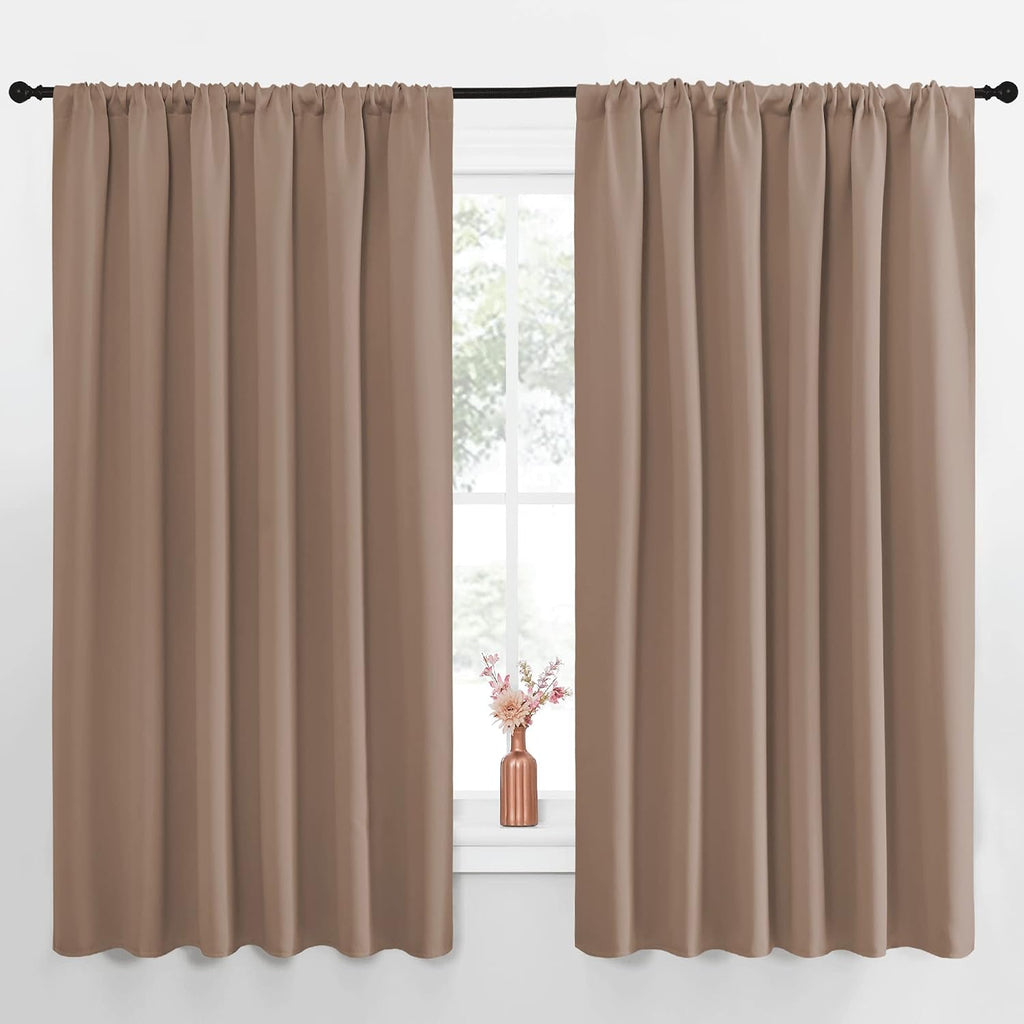 NICETOWN Kids Blackout Curtain Panels - Window Treatment Thermal Insulated Solid Rod Pocket Blackout Drapes for Bedroom (Cappuccino, Set…