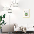 Dimmable Floor Lamp - 3 Lights Arc Floor Lamps for Living Room, 1000LM Modern Tall Standing Lamp With Gray Shades & Heavy Base, Mid…