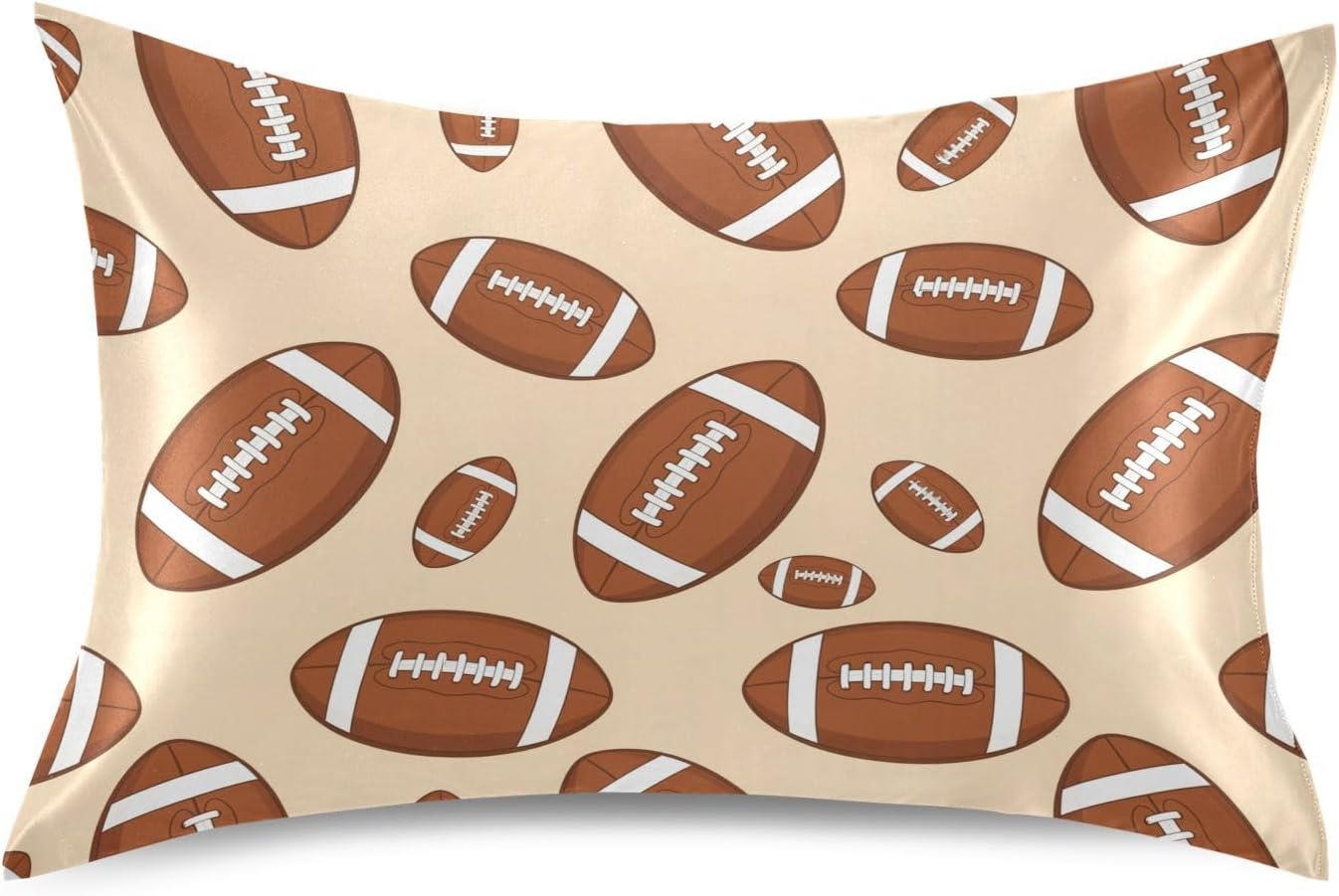 Sports Football Khaki Pillow Covers Silk Pillowcase for Hair and Skin Soft Breathable Smooth Cooling Satin Pillowcase Standard Size…