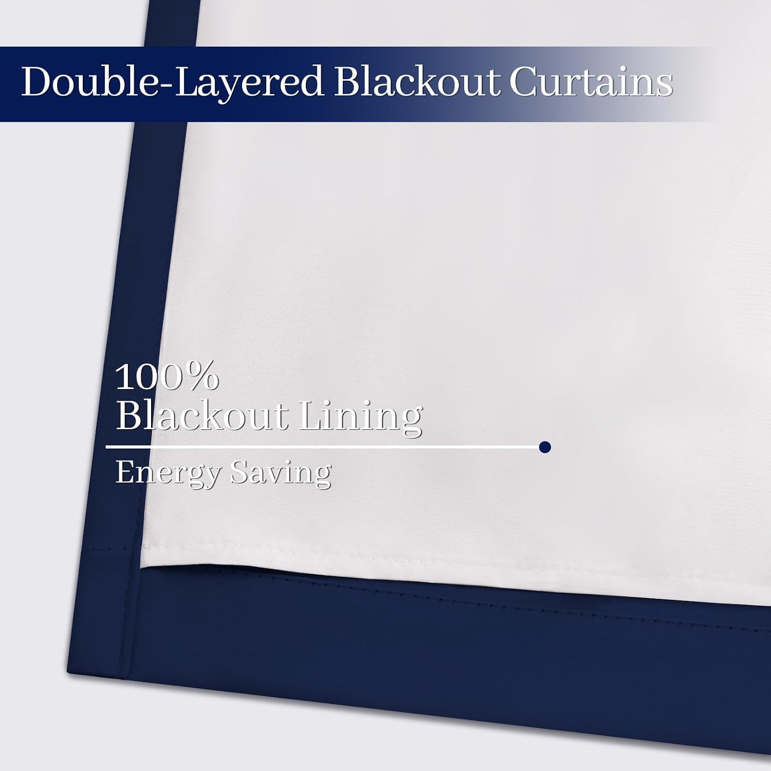 Yakamok Navy Blue 100% Blackout Curtains 96 Inches Long Thermal Insulated Window Curtain for Bedroom Living Room Darkening Set of 2 Panels…