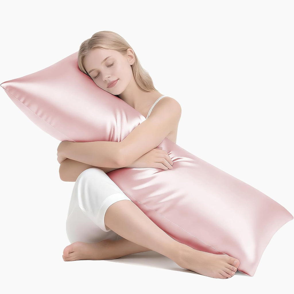 MR&HM Satin Body Pillow Cover, Soft and Breathable Body Pillow Case with Envelope Closure, Cooling and Silky Long Pillowcase for Hair and…