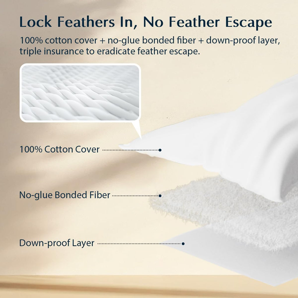 PacificCoast Pacific Coast Goose Feather & Down Bed Pillows Queen Size 2-Pack, Hotel Quality Collection, Medium Support for Side & Back Sle…