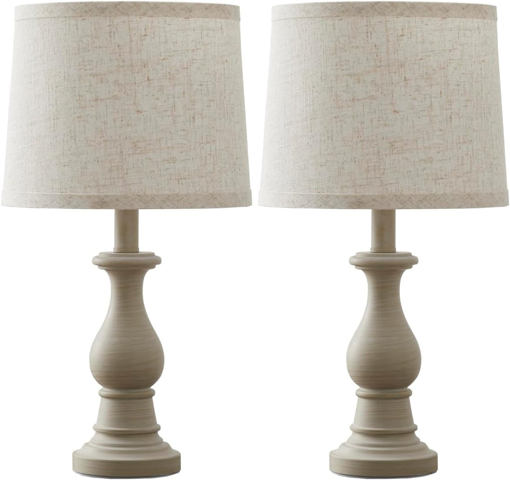 Vintage Table Lamp for Living Room Bedroom, 18.5" Farmhouse Bedside Lamps Nightstand Lamp Set of 2, Table Lamps with Oatmeal Linen Lamp…