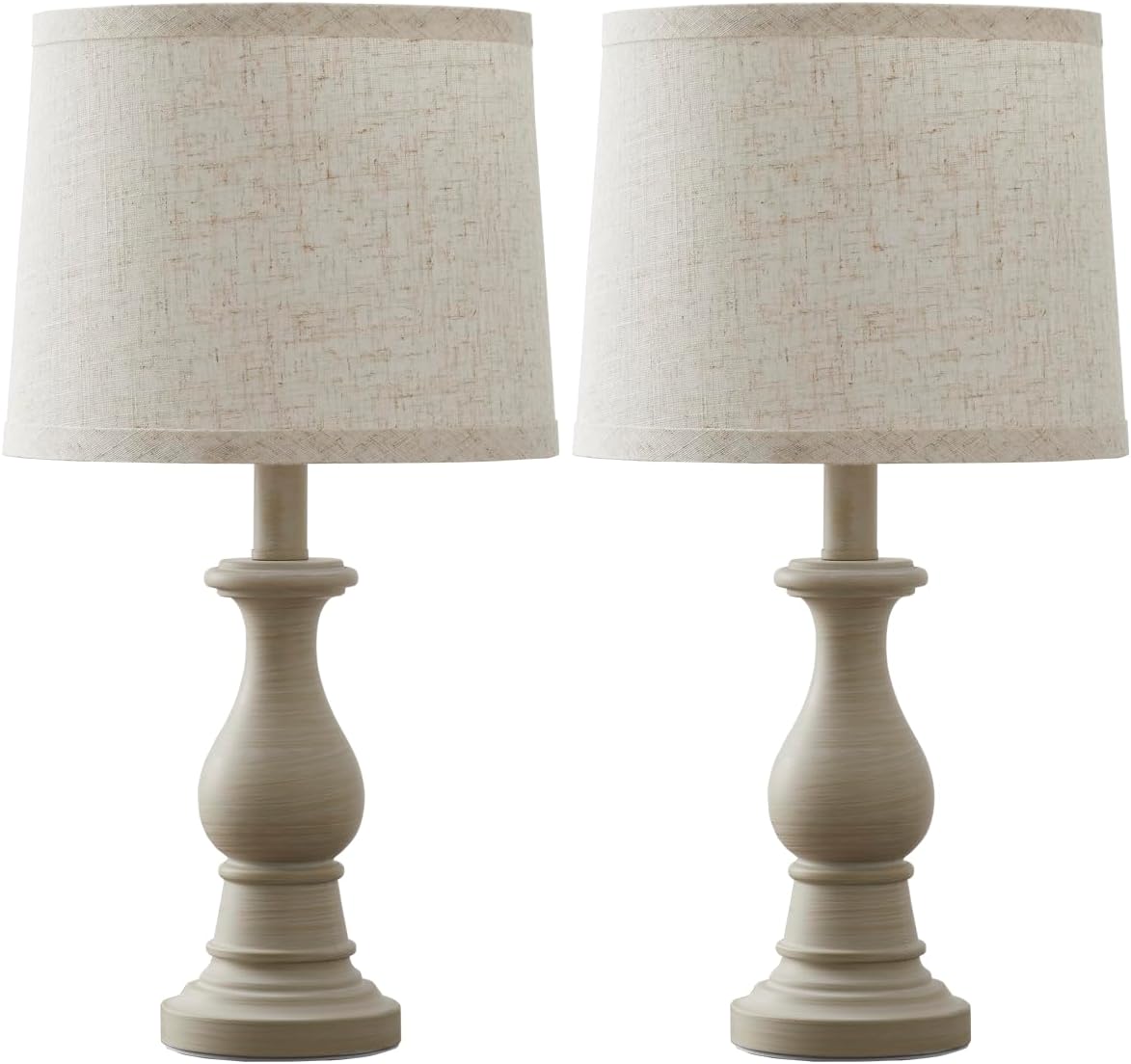 Vintage Table Lamp for Living Room Bedroom, 18.5" Farmhouse Bedside Lamps Nightstand Lamp Set of 2, Table Lamps with Oatmeal Linen Lamp…