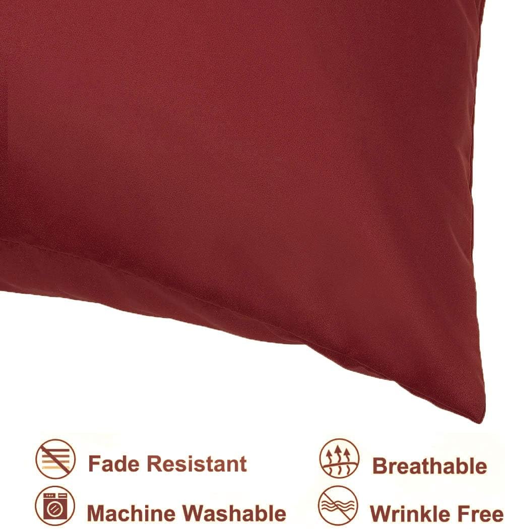 uxcell Queen Satin Pillowcase with Zipper, Super Soft and Luxury, Silky Pillow Cases Covers Set of 2, 21"x31", Red