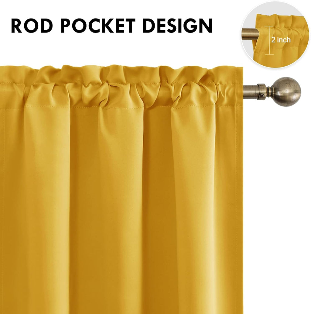 Dwcn Yellow Room Darkening Blackout Curtains - Thermal Insulated Privacy Energy Saving Window Curtain Drapes 42 x 72 inch Length, Set of 2…